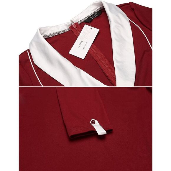 ❤️ Pinup Retro Vintage 1950s Collar Cleavage Vintage Rockabilly Red Dress NWT - Picture 6 of 13